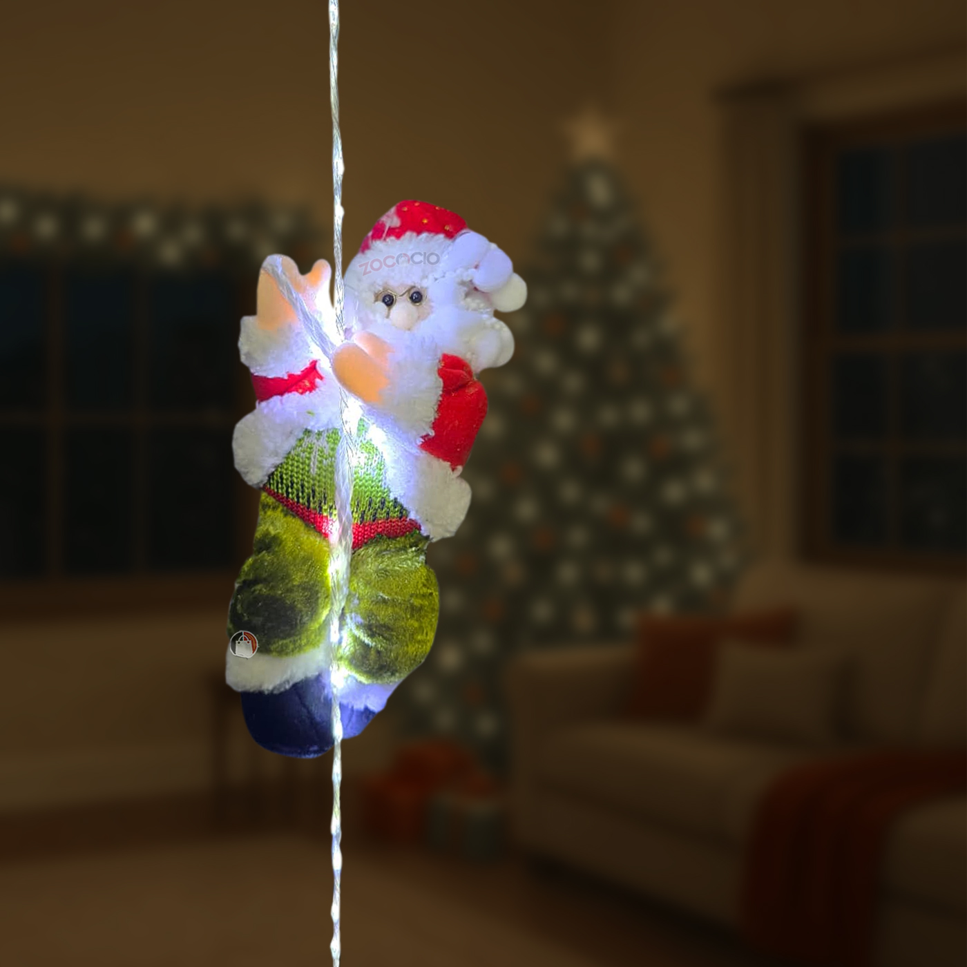 Papa Noel Escalador Decorativo Con Luces